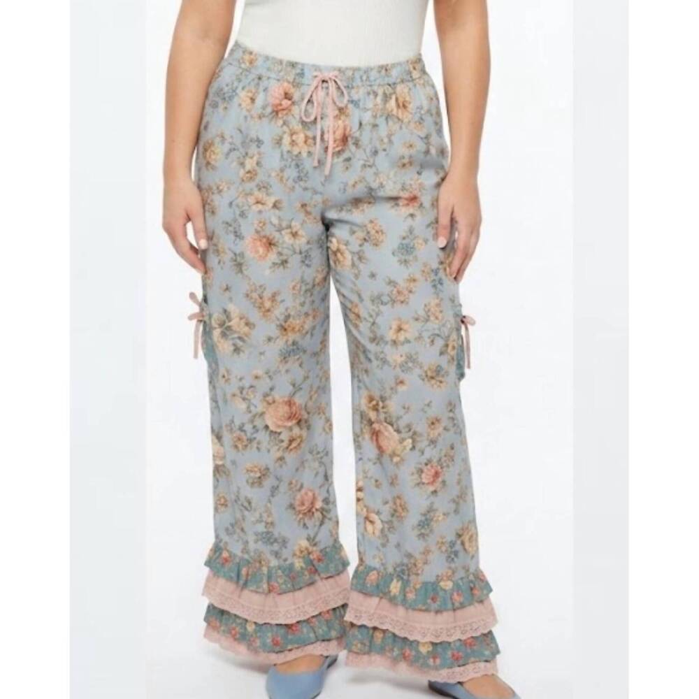 NEW BLAKELEY farmhouse femme bloomer pants in blue/pink